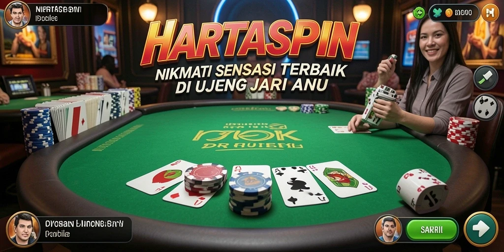 Tampilan menarik dari gameplay poker di HARTASPIN.
