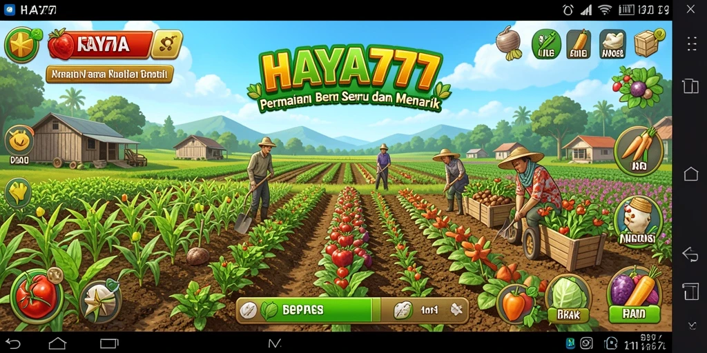 Tampilan gameplay HAYA777 dengan suasana pertanian yang asri.