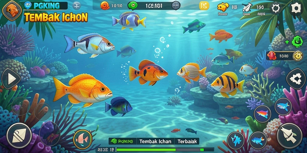 Tampilan gameplay PGKING yang seru dan dinamis saat menembak ikan.